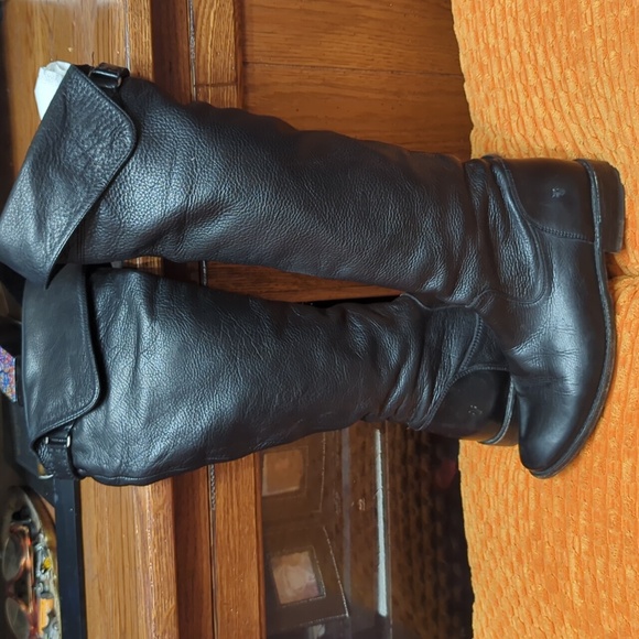 Frye Shirley Black Leather Over the Knee Riding Boots - Picture 11 of 12